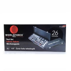 Worldforce 11350 Lokma Takımı S-Ultra 1/2'' Uzatmalı Cırcır 26 Parça