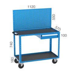 GLS Garaj 8005 Çalışma Arabası 2 Katlı Askı Panolu Çekmeceli