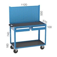 GLS Garaj 8009 Çalışma Arabası 2 Katlı Askı Panolu Çekmeceli