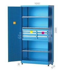 GLS Garaj 6110 Endüstriyel Dolap 6 Çekmeceli Ayarlanabilir 3 Raflı Kapılı