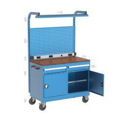 GLS Garaj 8053 Çalışma Arabası Askı Panolu Tekerlekli 1 Dolaplı 1 Çekmeceli