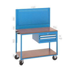 GLS Garaj 8038 Çalışma Arabası 2 Çekmeceli Panolu
