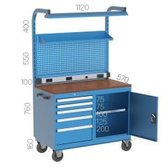 GLS Garaj 8030 Çalışma Arabası 5 Çekmeceli Askı Panolu