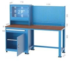 GLS Garaj 7345 Çekmeceli Dolaplı Askı Panolu 27'' Bilgisayar Kabini ve Çalışma Masası