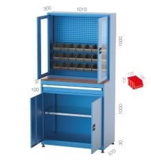 GLS Garaj 6078 Askı Panolu Çekmeceli Raflı Şeffaf Endüstriyel Dolap