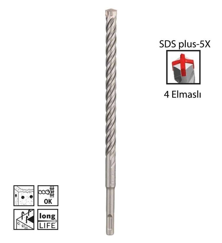 Bosch SDS Plus-5X Dört Elmaslı Matkap Ucu 16 x 210 mm