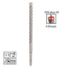 Bosch SDS Plus-5X Dört Elmaslı Matkap Ucu 14 x 210 mm