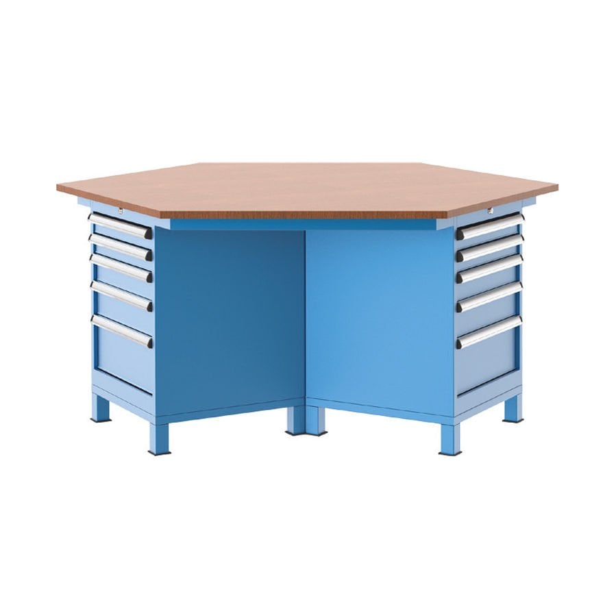 GLS Garaj 3840 Çalışma Tezgahı 15 Çekmeceli 3 Dolaplı Altıgen