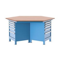 GLS Garaj 3840 Çalışma Tezgahı 15 Çekmeceli 3 Dolaplı Altıgen