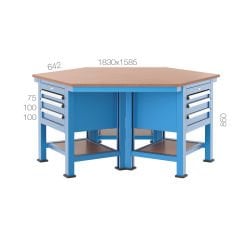 GLS Garaj 3805 Çalışma Tezgahı 9 Çekmeceli 3 Dolaplı Altıgen