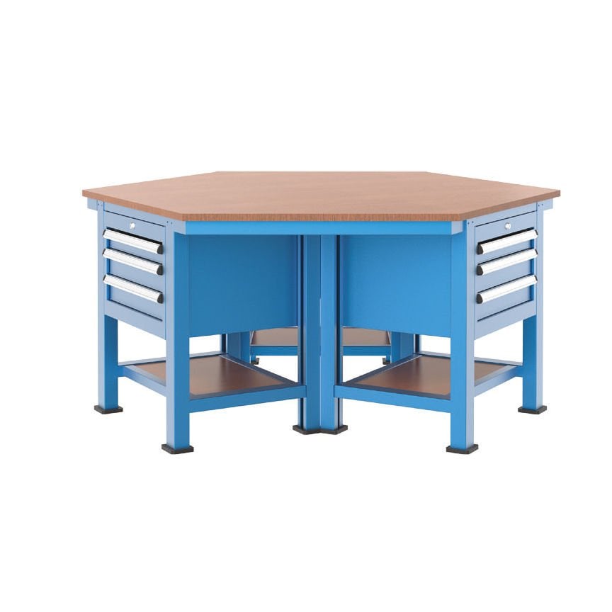 GLS Garaj 3805 Çalışma Tezgahı 9 Çekmeceli 3 Dolaplı Altıgen