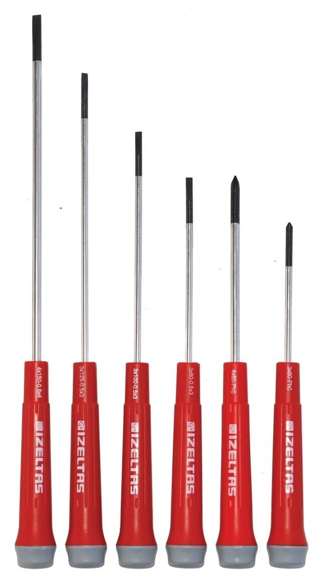 İzeltaş 4500 00 8106 Elektronikçi Tip Klemens Tornavida Seti 6 Parça
