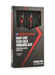 İzeltaş 4120 00 8106 Kraft Seri Yıldız Uçlu Tornavida Seti 6 Parça