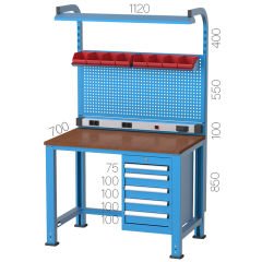 GLS Garaj 3945 Çalışma Tezgahı 5 Çekmeceli Askı Panolu