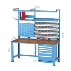 GLS Garaj 3688 Çalışma Tezgahı 5 Çekmeceli Askı Panolu Avadanlık Kutulu