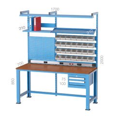 GLS Garaj 3686 Çalışma Tezgahı 2 Çekmeceli Askı Panolu Avadanlık Kutulu