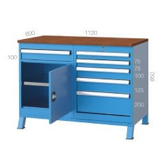 GLS Garaj 3922 Çalışma Tezgahı 6 Çekmeceli 2 Raflı Dolaplı