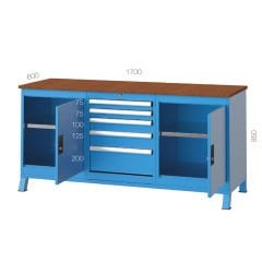 GLS Garaj 3621 Çalışma Tezgahı 5 Çekmeceli 2 Dolaplı