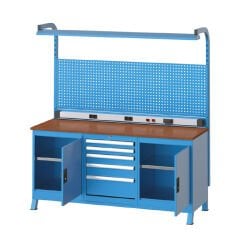 GLS Garaj 3602 Çalışma Tezgahı 5 Çekmeceli 2 Dolaplı Askı Panolu