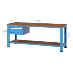 GLS Garaj 3214 Uzun Tip 1 Çekmeceli Raflı Çalışma Masası