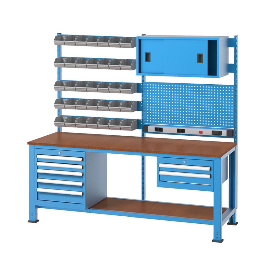 GLS Garaj 3280 Sürgü Dolaplı Avadanlık Kutulu Askı Panolu 7 Çekmeceli Çalışma Tezgahı