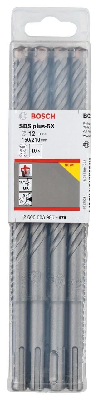 Bosch SDS Plus-5X Dört Elmaslı Matkap Ucu 12 x 210 mm 10 lu Paket