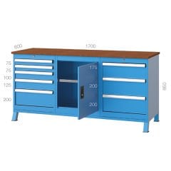 GLS Garaj 3605 Çalışma Tezgahı 8 Çekmeceli 3 Dolaplı