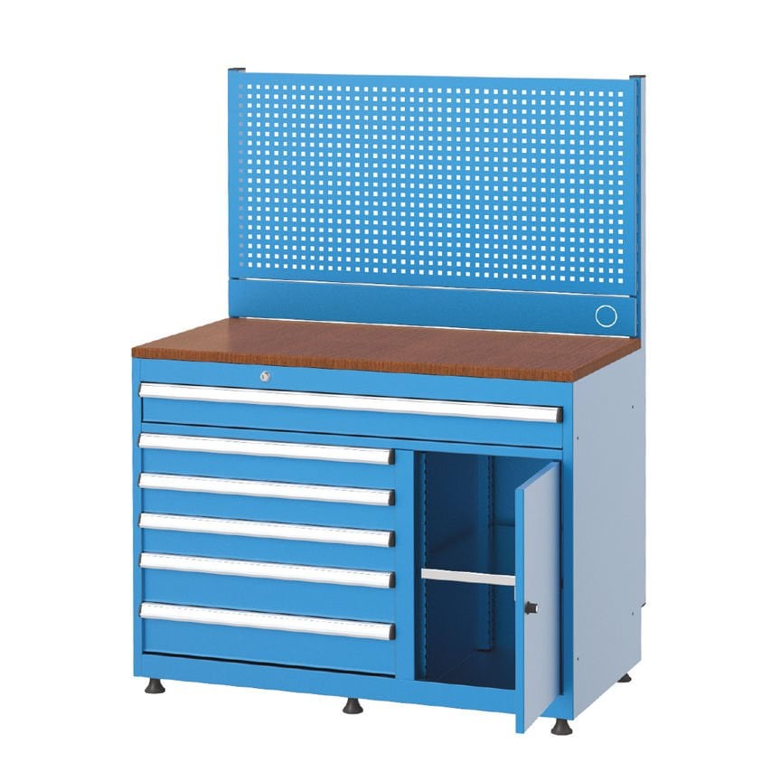 GLS Garaj 3432 6 Çekmeceli Panolu Yarım Kapılı Çalışma Tezgahı