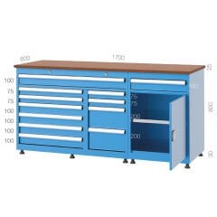 GLS Garaj 3444 12 Çekmeceli Yarım Kapılı Uzun Tip Banko