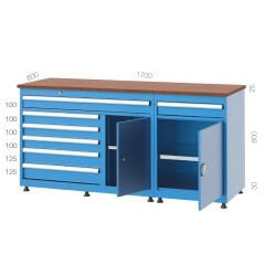 GLS Garaj 3445 7 Çekmeceli Yarım Kapılı Uzun Tip Banko