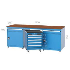 GLS Garaj 3491 7 Çekmeceli 2 Dolaplı Çalışma Tezgahı