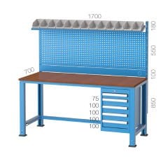 GLS Garaj 3345 Çalışma Tezgahı 5 Çekmeceli Askı Panolu