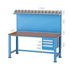GLS Garaj 3340 Çalışma Tezgahı 3 Çekmeceli Askı Panolu