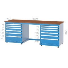 GLS Garaj 3200 Çalışma Tezgahı 12 Çekmeceli 2 Banko