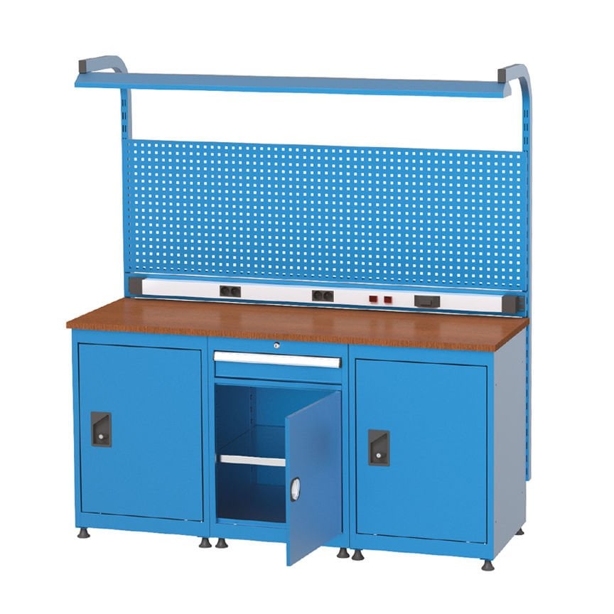 GLS Garaj 3595 1 Çekmeceli 3 Dolaplı Elektrik Panolu Floresanlı Banko