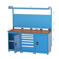 GLS Garaj 3596 6 Çekmeceli 2 Dolaplı Elektrik Panolu Floresanlı Banko