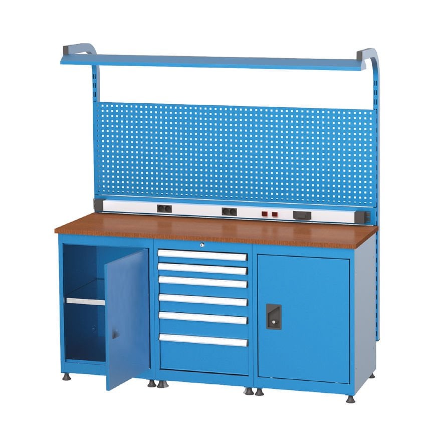 GLS Garaj 3596 6 Çekmeceli 2 Dolaplı Elektrik Panolu Floresanlı Banko