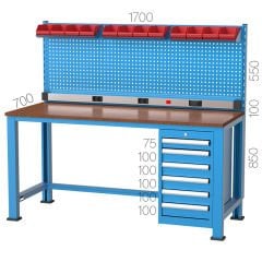 GLS Garaj 3146 Çalışma Tezgahı 6 Çekmeceli Rafsız Panolu