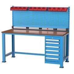 GLS Garaj 3146 Çalışma Tezgahı 6 Çekmeceli Rafsız Panolu