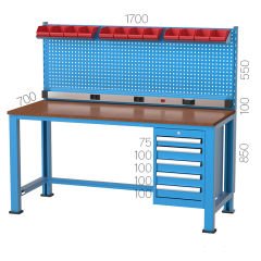 GLS Garaj 3140 Çalışma Tezgahı 5 Çekmeceli Rafsız Panolu