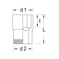 Gedore 30 22 Altı Köşe Lokma Anahtar 3/8'' 22mm