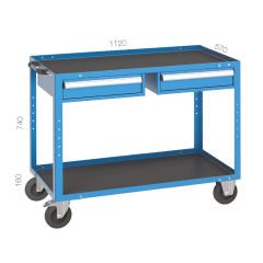 GLS Garaj 8012  2 Çekmeceli 2 Katlı Uzun Tip Malzeme Taşıma Arabası