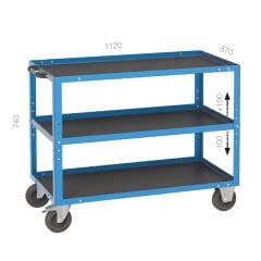 GLS Garaj 8014 Çekmecesiz 3 Katlı Uzun Tip Malzeme Arabası