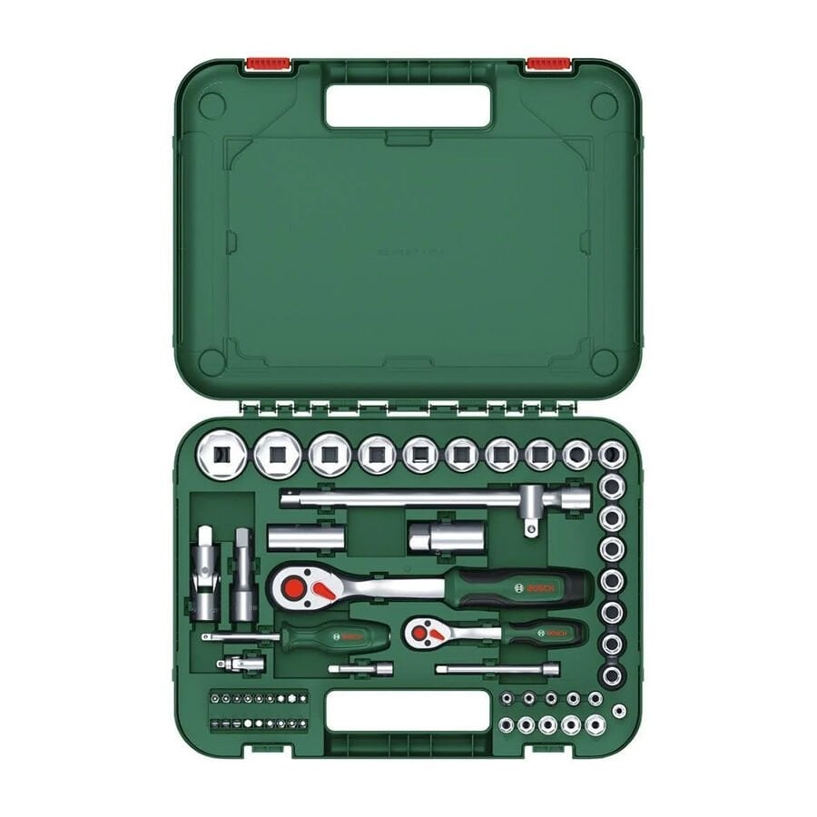 Bosch 1600A02Z9G 1/4'' + 1/2'' Cırcırlı Somun Sıkma Seti 56 Parça