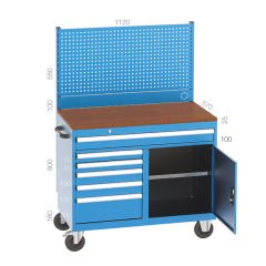 GLS Garaj 8340 6 Çekmeceli Kapaklı Dolap Askı Panolu Çalışma Arabası