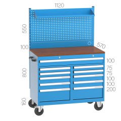GLS Garaj 8350 11 Çekmeceli Askı Panolu Çalışma Arabası