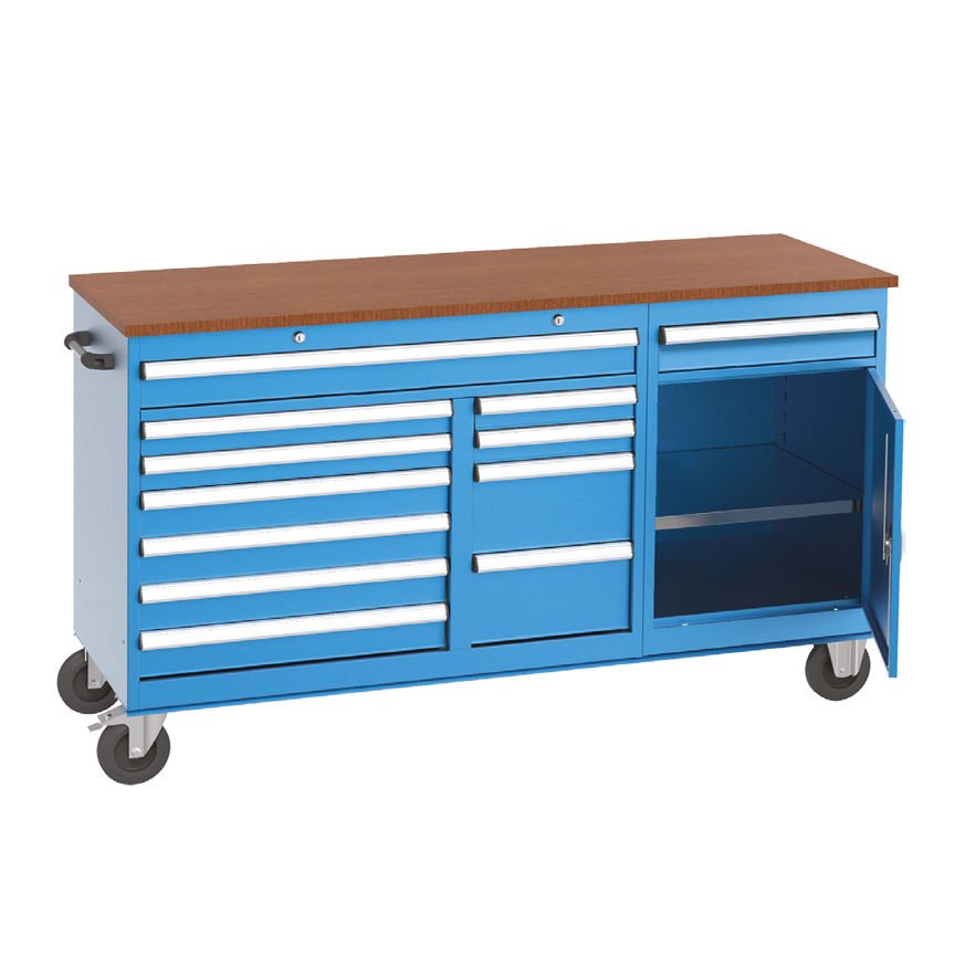 GLS Garaj 8415 12 Çekmeceli Kapaklı Dolap Uzun Tip Çalışma Arabası