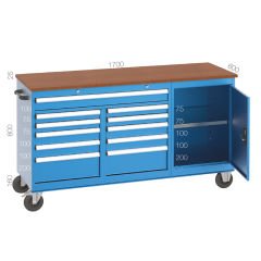 GLS Garaj 8420 Uzun Tip Çalışma Arabası 11 Çekmeceli