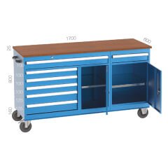 GLS Garaj 8430 7 Çekmeceli 2 Kapaklı Dolap Uzun Tip Çalışma Arabası