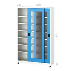 GLS Garaj 6560 Malzeme Dolabı 6 Raflı Pleksi Sürgü Kapılı